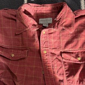 Eddie Bauer Men's Rust Red Plaid Button-Down Shirt